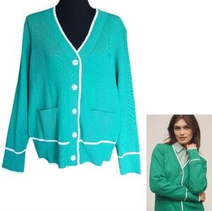 Varsity Contrast Tipped Cardigan Sweater